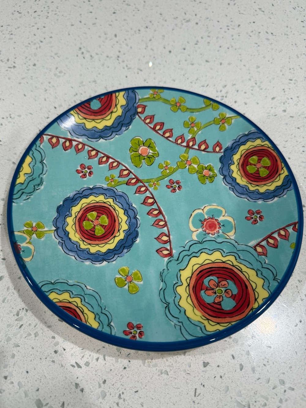 2015 Pfaltzgraff MERISELLA Jana Kolpen & Mary Tiegreen 8-3/8" Plate FLORAL BLUE